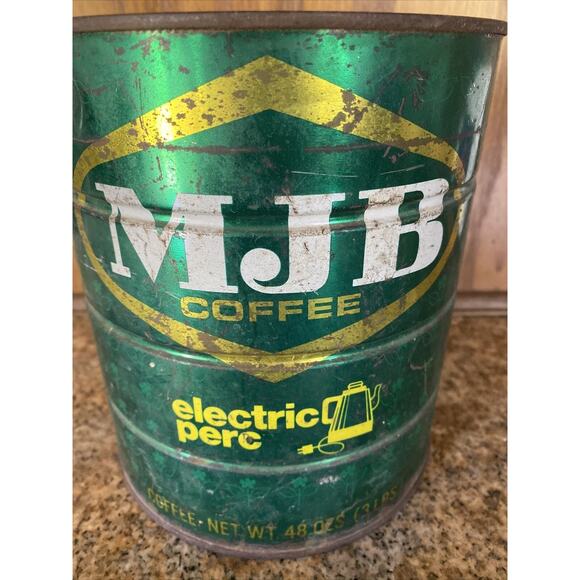 MJB Electric Perc 48oz or 3 Lb, Vintage Green Coffee can No Lid - Picture 3 of 11